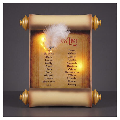 Livre de Noël lumineux doré LED effet vacillant liste du Père Noël lumière blanc chaud 25x25 cm pour intérieur 1