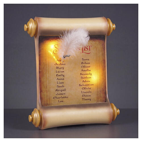 Livre de Noël lumineux doré LED effet vacillant liste du Père Noël lumière blanc chaud 25x25 cm pour intérieur 4