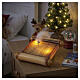 Livre de Noël lumineux doré LED effet vacillant liste du Père Noël lumière blanc chaud 25x25 cm pour intérieur s2
