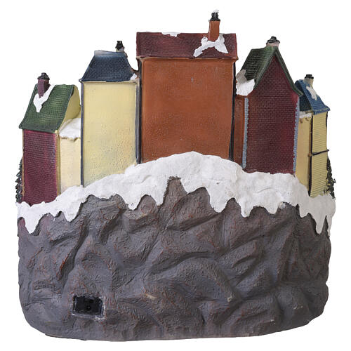 Pueblo navideño 40x40x30 cm ciudad con tren y árbol en movimiento LED multicolores y música 5
