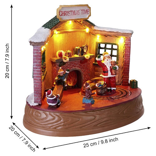 Villaggetto natalizio casa trenino movimento babbo Natale 20x25x20 cm 3