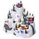 Mountain Christmas village with skiers, moving train, lights and music, 11x11.8x8.3 in s4