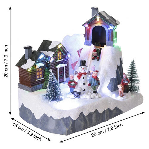 Villaggio natalizio 20x20x15 cm scivolo bambini movimento luci e musica 3