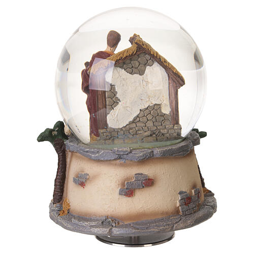 Glass Christmas snow globe with Nativity and music box, 5.9x4.7 in 6