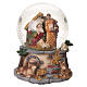 Sfera di Natale in vetro con neve presepe e carillon 15x10 cm s5