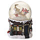 Palla di Natale in vetro con Babbo Natale sulla slitta e carillon 15x10 cm s4