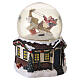Globo de neve de vidro com Pai Natal no trenó e caixa de música 15x10 cm s1