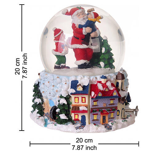 Esfera de Navidad de vidrio con niño Papá Noel y carillón 20x20 cm 3