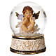 Music box with glass globe and pensive angel, 7.7x6.1 in s1