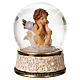 Music box with glass globe and pensive angel, 7.7x6.1 in s5