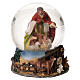 Sfera di Natale in vetro con presepe e carillon 20x15 cm s5