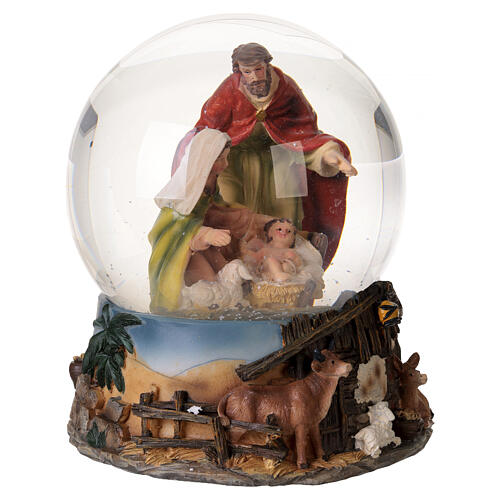 Esfera de Natal em vidro com presépio e caixa de música 20x15 cm 5