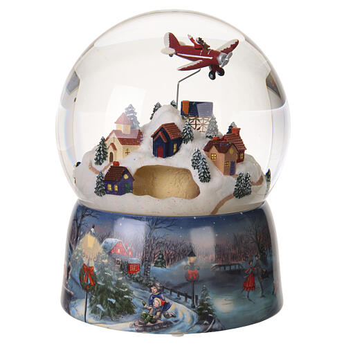 Père Noël en avion au-dessus du village de Noël 20x15 cm 6