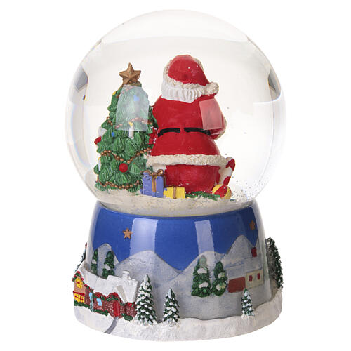 Snow globe with music box, Father Christmas with wish list, 6.5x4.9 in 6