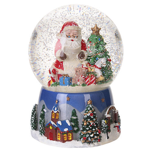 Carillón con esfera de vidrio y Papá Noel con lista de deseos 15x10 cm 4