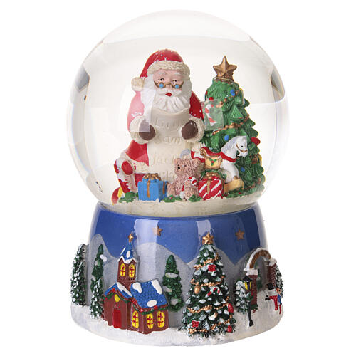 Carillon con sfera di vetro e Babbo Natale con lista dei desideri 15x10 cm 1