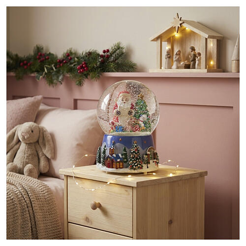 Carillon con sfera di vetro e Babbo Natale con lista dei desideri 15x10 cm 2