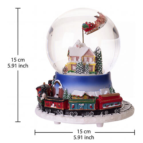 Aldeia natalina animada com Pai Natal, trenó e comboio 15x15 cm 3