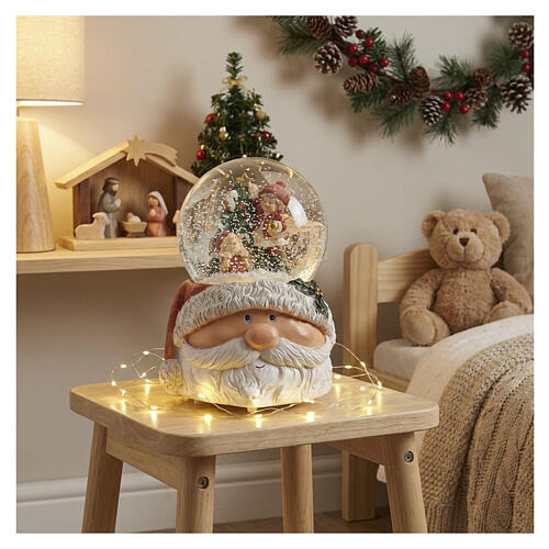 Sfera di Natale luminosa con Babbo Natale 15x10 cm 2