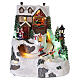 Villaggio natalizio animato pista da sci bambini 25x20x23 cm LED multicolor e musica s1