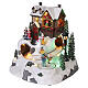 Villaggio natalizio animato pista da sci bambini 25x20x23 cm LED multicolor e musica s4