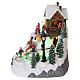 Villaggio natalizio animato pista da sci bambini 25x20x23 cm LED multicolor e musica s5