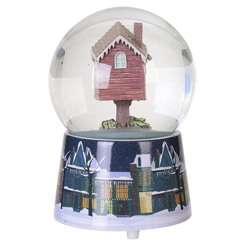 Palla di neve 100 mm casetta per uccellini e scena natalizia 15x10 cm 6