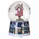 Palla di neve 100 mm casetta per uccellini e scena natalizia 15x10 cm s6