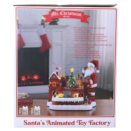 Villaggio animato fabbrica giocattoli Babbo Natale 8 movimenti luci e musica 40x35x30 cm 9