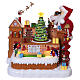Villaggio animato fabbrica giocattoli Babbo Natale 8 movimenti luci e musica 40x35x30 cm s1