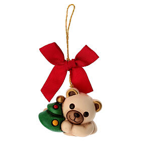 THUN Christmas Teddy Ornament with Small Ceramic Christmas Tree