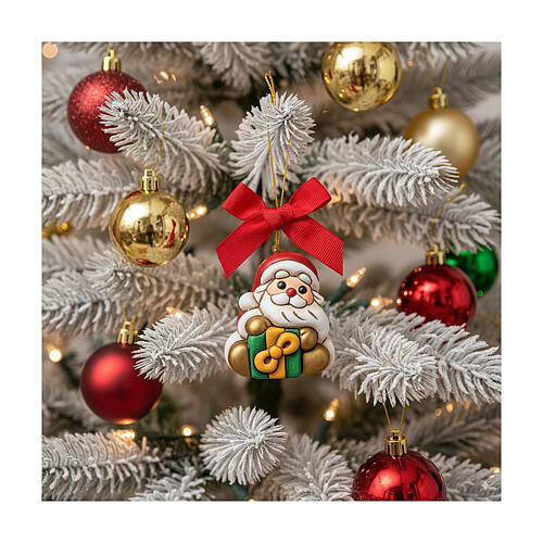 THUN Christmas Ornament Santa Claus with Small Ceramic Gift 2