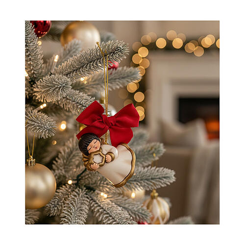 THUN Weihnachtsanhänger – Engel mit Stern aus Keramik, groß 2