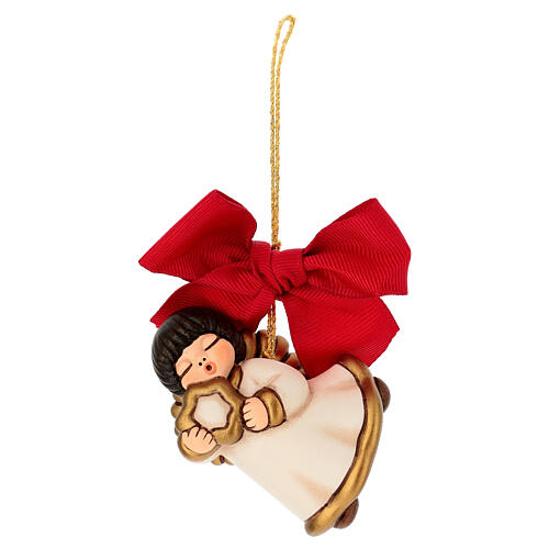 Decoração THUN anjo natalino com estrela em cerâmica grande tamanho 1