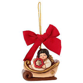 THUN Christmas ornament: ceramic composable sled with angel