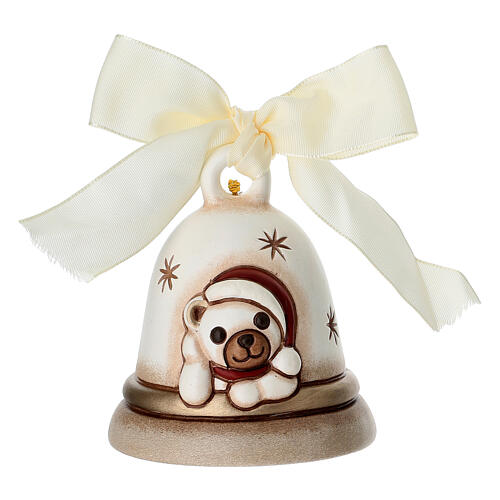 Dzwoneczek THUN Limited Edition – biały z misiem Teddy, ceramika ręcznie malowana 1