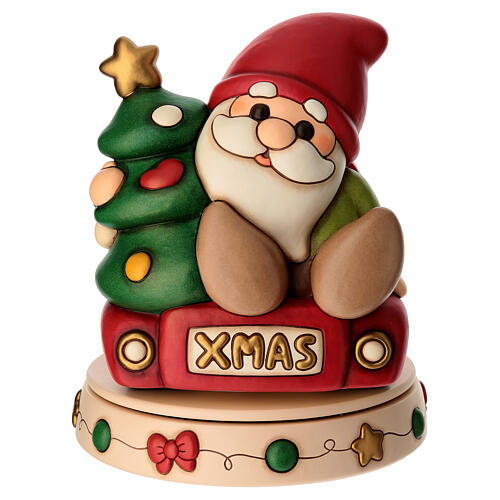 Carillon THUN gnomo Oliver e teddy con furgoncino in ceramica maxi 1