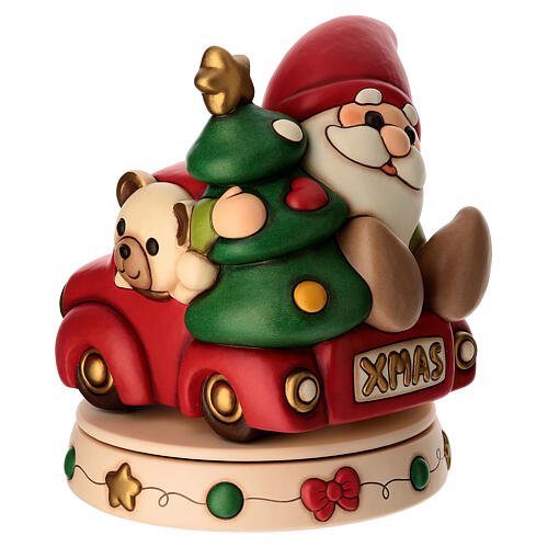 Carillon THUN gnomo Oliver e teddy con furgoncino in ceramica maxi 3