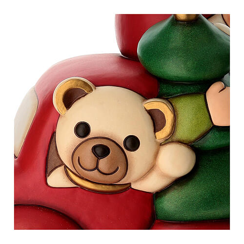 Carillon THUN gnomo Oliver e teddy con furgoncino in ceramica maxi 4