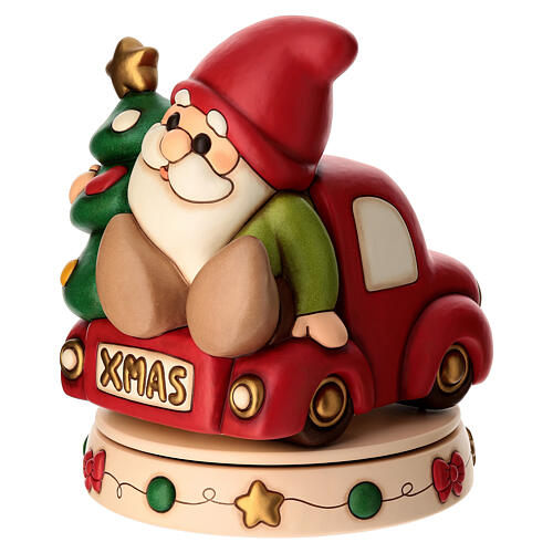 Carillon THUN gnomo Oliver e teddy con furgoncino in ceramica maxi 5