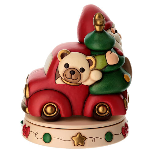 Carillon THUN gnomo Oliver e teddy con furgoncino in ceramica maxi 6
