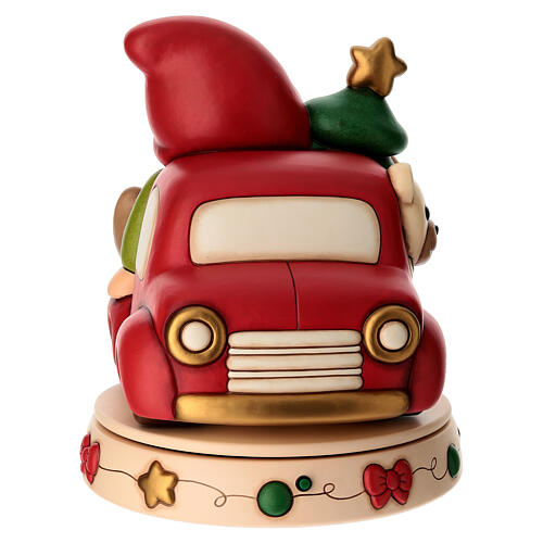 Carillon THUN gnomo Oliver e teddy con furgoncino in ceramica maxi 7