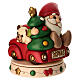 Carillon THUN gnomo Oliver e teddy con furgoncino in ceramica maxi s3