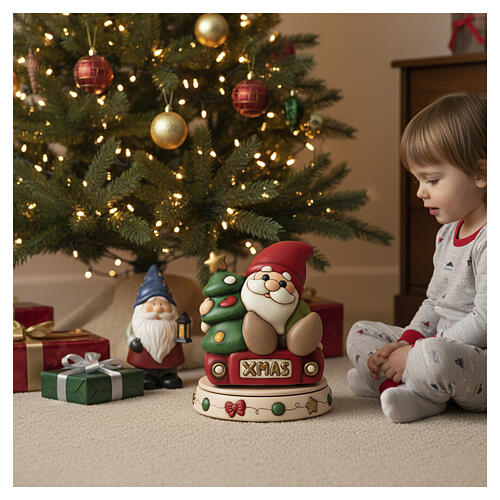 THUN Ceramic Oliver Gnome and teddy music box, large 2