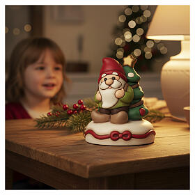THUN medium ceramic music box: gnome Oliver and Christmas tree