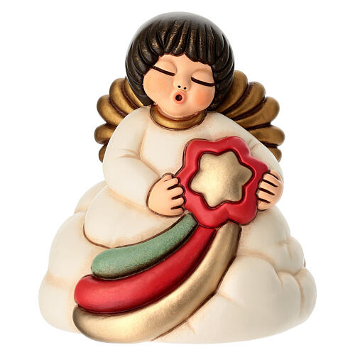 THUN Angel music box with rainbow comet in ceramic, Christmas Wishes Line 1