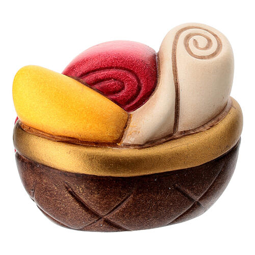 Bottega della sarta con cesti di stoffe in ceramica THUN linea Presepe Classico 4