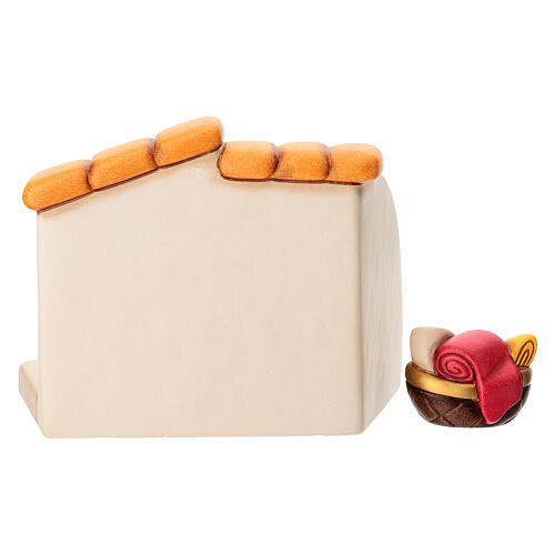Bottega della sarta con cesti di stoffe in ceramica THUN linea Presepe Classico 9