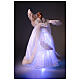  Puntale Angelo led blu in piedi vestito bianco 40x15 cm s2