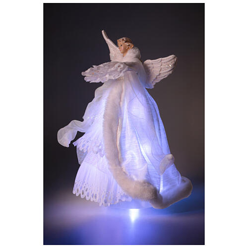 Ponteira Anjo com LED azul de pé vestido branco 40x15 cm 4